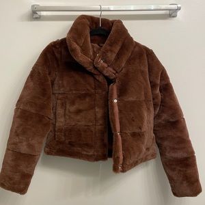 A&F Faux Fur Mini Puffer
